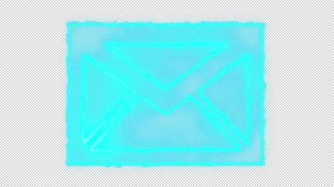 Electronic Message Symbol Digital Rendering with Transparent Background Stock Footage 252363314