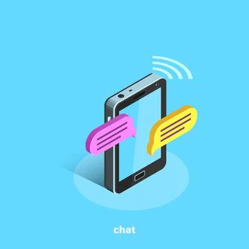 Electronic messages and chat on the smartphone, isometric image イラスト素材