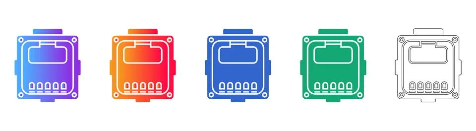 Electronic Metering Device Icons with Gradient Effects Stock Illustration