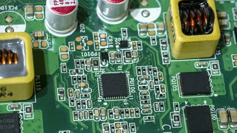 Electronic micro chip integrated circuit motherboard,computer parts shortage Stock Footage 167141813