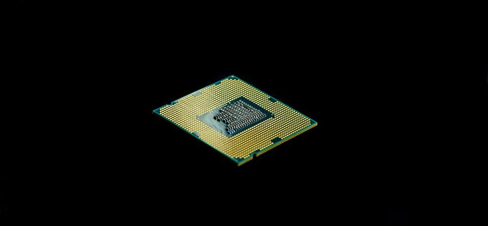 Electronic microchip on the black background Stock-Fotos