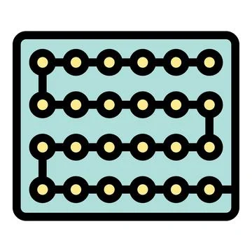Electronic microchip circuit board showing connections on blue background Ilustración de archivo