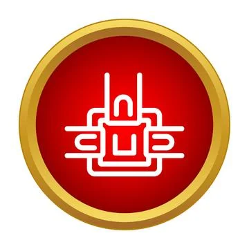 Electronic microchip circuit drawing computing technology icon Stock Illustration
