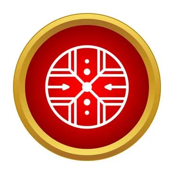 Electronic microchip concept icon in red circle Stock Illustration