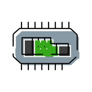 Electronic microchip processing data for technology innovation Illustrazione stock