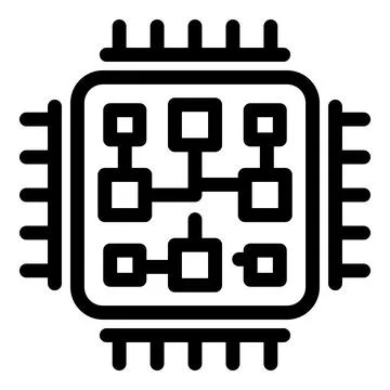 Electronic microchip scheme icon representing semiconductor technology Stock Illustration