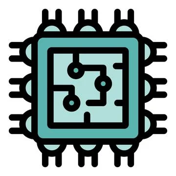 Electronic microchip showing complex circuitry and connections Stock Illustration