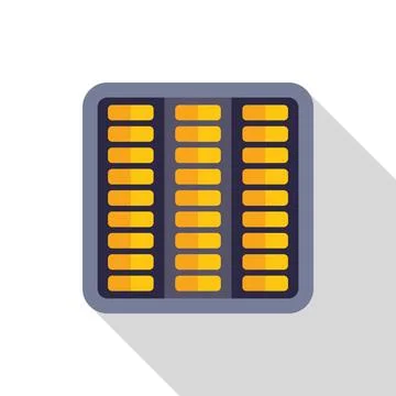 Electronic microchip showing three columns of golden contacts for computing Ilustração Stock