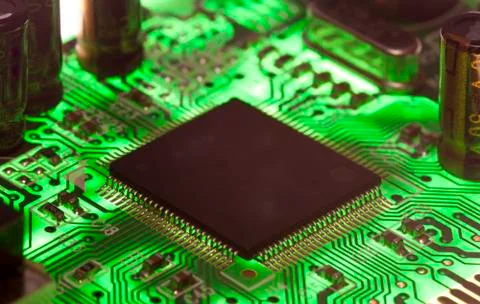 Electronic microcircuit and microchip Stock Photos