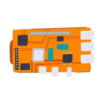 Electronic microcontroller cartoon vector illustration Stock Illustration