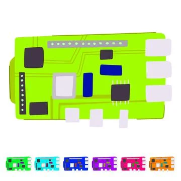 Electronic microcontroller vector cartoon graphic 库存插图