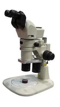 Electronic Microscope isolated on white background with clipping path Stock Photos