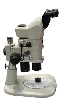 Electronic Microscope isolated on white background with clipping path Stock Photos