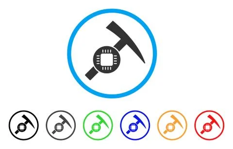 Electronic Mining Hammer Rounded Icon Illustrazione stock