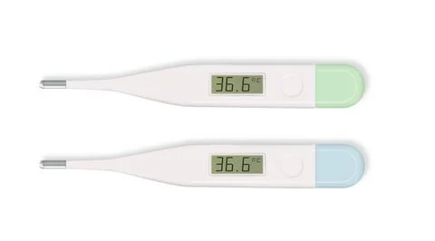 Electronic modern thermometer isolated on white. Fever diagnostic and healthcare Stock Illustration