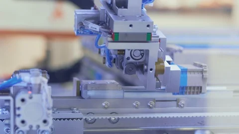 Electronic modules. Robotic device collecting components Stock Footage 105238135