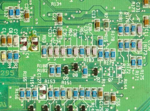 Electronic motherboard and isometric processor and microchip Stock Photos