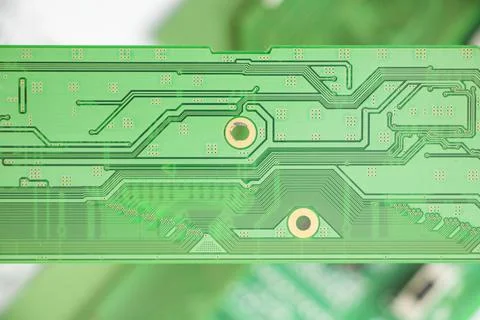Electronic motherboard and isometric processor and microchip Stock Photos
