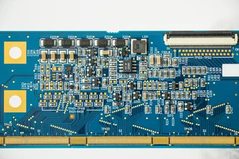 Electronic motherboard and isometric processor and microchip Stockfoto's