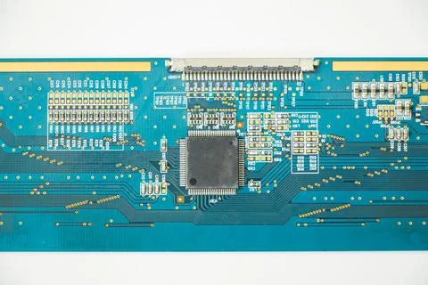 Electronic motherboard and isometric processor and microchip 写真素材