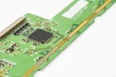 Electronic motherboard, isometric processor microchip 스톡 사진