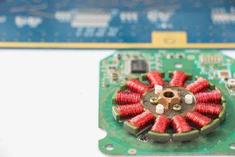 Electronic motherboard, isometric processor microchip 写真素材