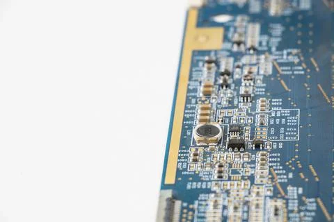 Electronic motherboard, isometric processor microchip 写真素材