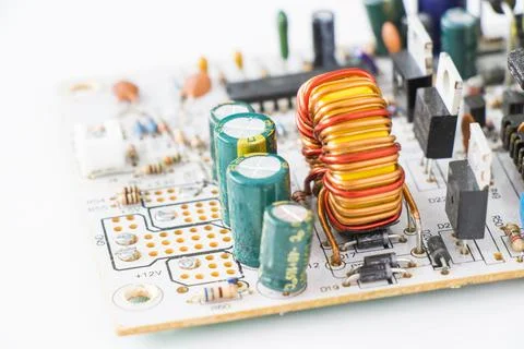 Electronic motherboard, isometric processor microchip 写真素材