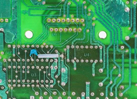 Electronic motherboard, isometric processor microchip 写真素材