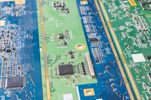 Electronic motherboard, isometric processor microchip Stock Photos