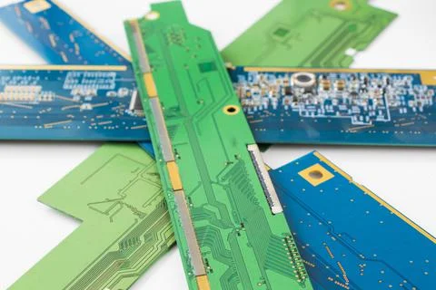 Electronic motherboard, isometric processor microchip on the white background Foto stock