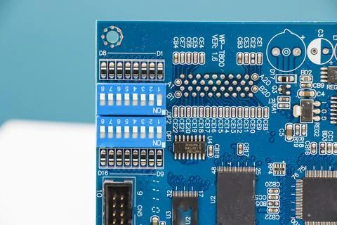 Electronic motherboard, isometric processor 스톡 사진