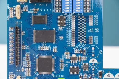 Electronic motherboard, isometric processor Foto stock