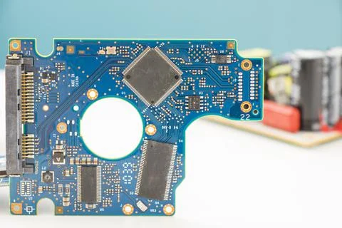 Electronic motherboard, isometric processor 스톡 사진