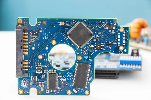 Electronic motherboard, isometric processor Stockfoto's