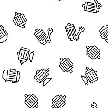Electronic Motor Tool Vector Seamless Pattern Stock Illustration