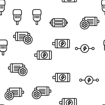 Electronic Motor Tool Vector Seamless Pattern Stock Illustration