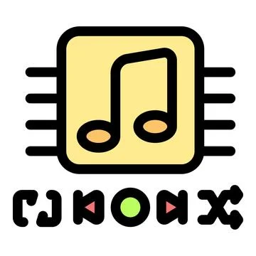 Electronic music chip with play, pause, previous and next buttons, representi Stock Illustration