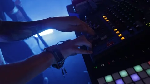 Electronic Music Performance with LED Pad Controller Stock Footage 316962842