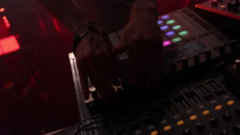 Electronic Music Performance with LED Pad Controller Stock Footage 316963310