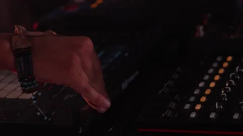 Electronic Music Performance with LED Pad Controller Stock Footage 316963321