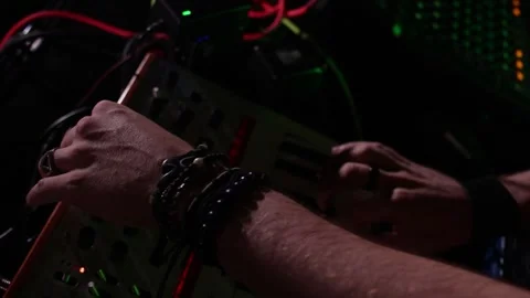 Electronic Music Performance with LED Pad Controller Stock Footage 316963536