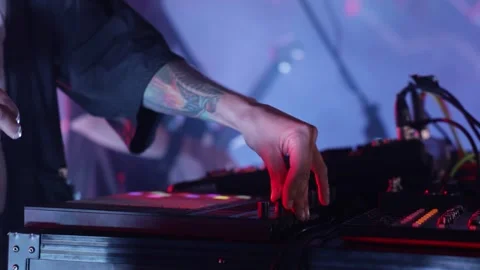 Electronic Music Performance with LED Pad Controller Stock Footage 316967262