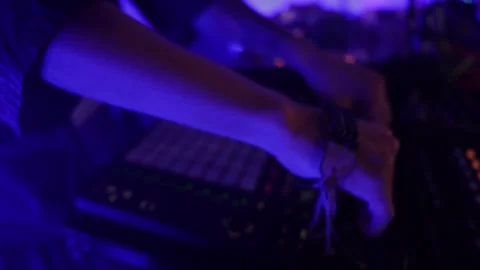 Electronic Music Performance with LED Pad Controller Stock Footage 316992547