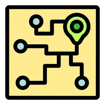 Electronic navigation system displaying interconnected locations with lines a Illustrazione stock