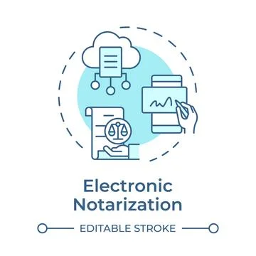 Electronic notarization soft blue concept icon Illustrazione stock