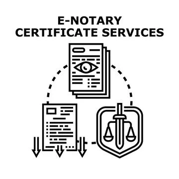 Electronic notary certificate services vector concept Stock Illustration