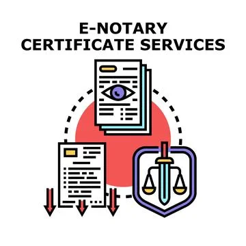 Electronic notary certificate services vector concept Stock Illustration