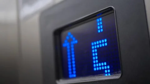 Electronic number display on screen in a lift Stock Footage 258094100