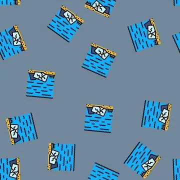 Electronic ocean water e waste pollution vector seamless pattern Stock Illustration